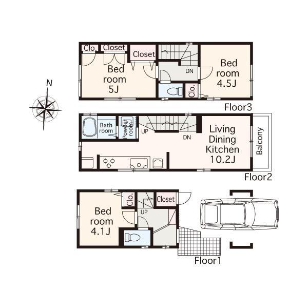 Floor plan. 25,800,000 yen, 3LDK, Land area 40.33 sq m , Building area 72.63 sq m