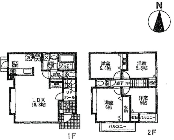 Floor plan. (N Building), Price 37,857,000 yen, 4LDK, Land area 127.73 sq m , Building area 93 sq m