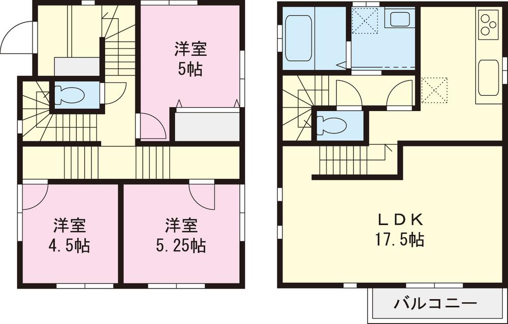 Floor plan. (3 Building), Price 35,958,000 yen, 3LDK, Land area 105.6 sq m , Building area 85.29 sq m