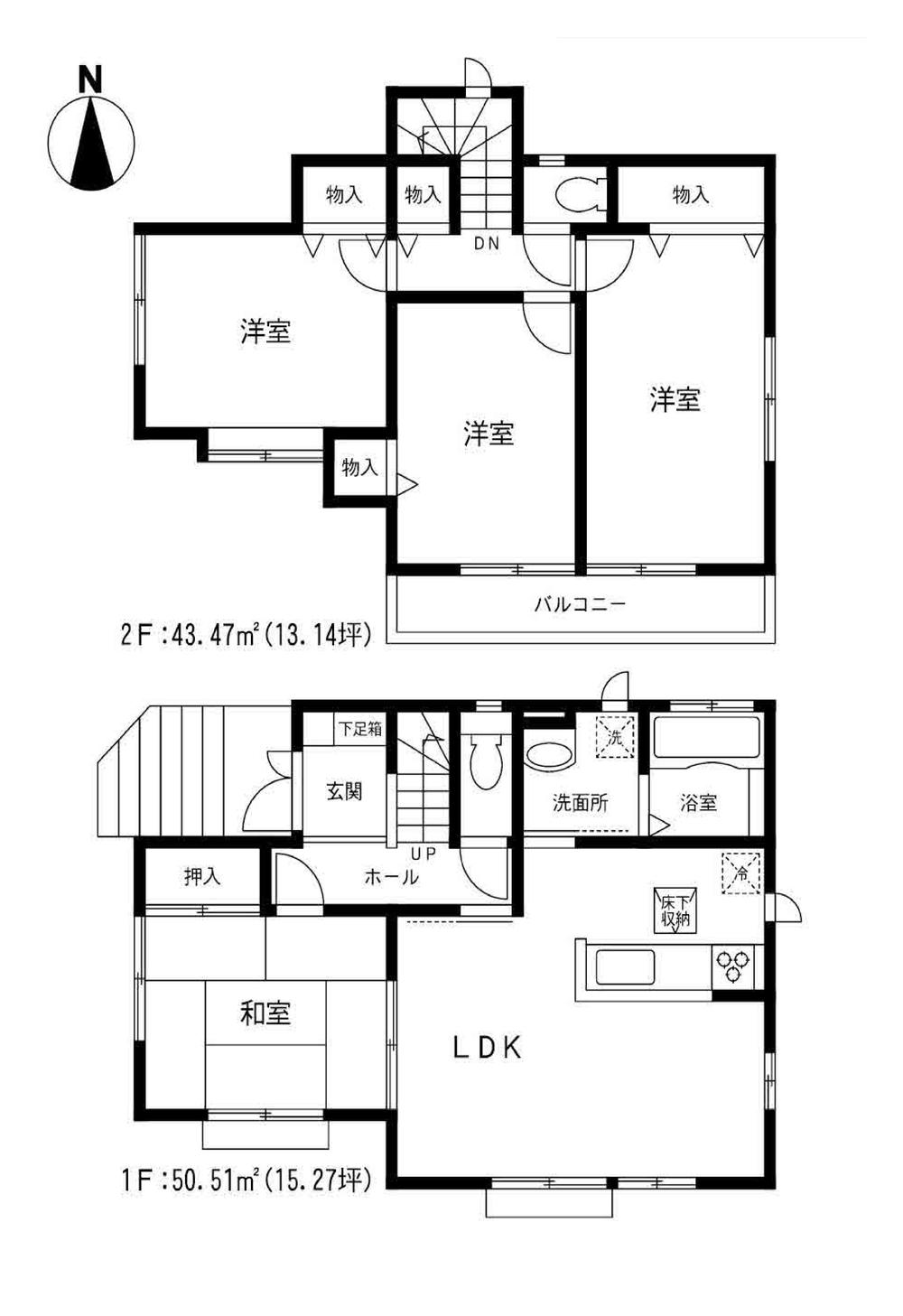 Floor plan. 42,800,000 yen, 4LDK, Land area 163.95 sq m , Building area 93.98 sq m