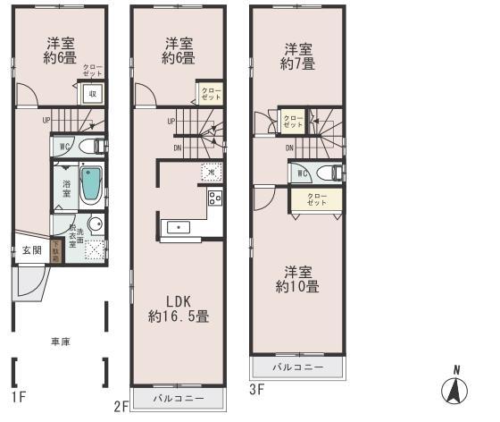 Floor plan. (B Building), Price 42,800,000 yen, 4LDK, Land area 68.18 sq m , Building area 121.95 sq m