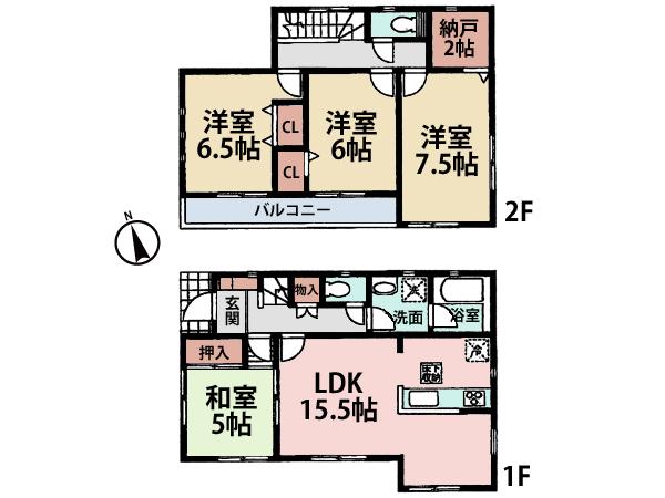 Floor plan. (3 Building), Price 34,800,000 yen, 4LDK+S, Land area 145.87 sq m , Building area 95.58 sq m