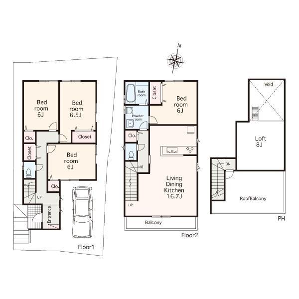 Floor plan. 58,800,000 yen, 4LDK, Land area 99.43 sq m , Building area 115.5 sq m