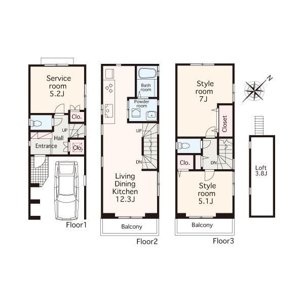 Floor plan. 36,850,000 yen, 2LDK+S, Land area 46.24 sq m , Building area 86.4 sq m