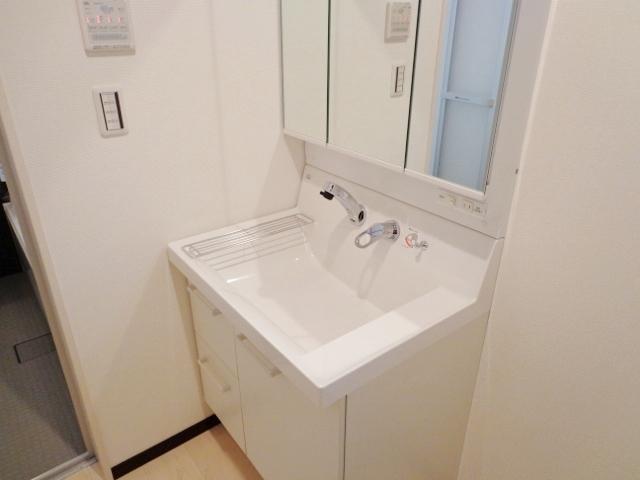 Wash basin, toilet. Bathroom vanity