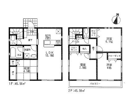 Floor plan. 32,800,000 yen, 4LDK, Land area 133.14 sq m , Building area 91.12 sq m
