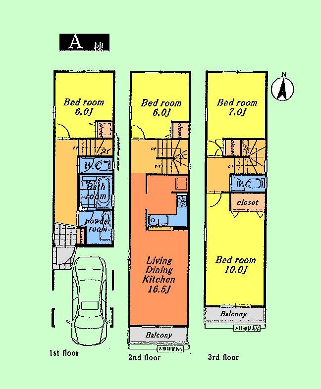 Floor plan. (A Building), Price 43,800,000 yen, 4LDK, Land area 68.15 sq m , Building area 121.95 sq m