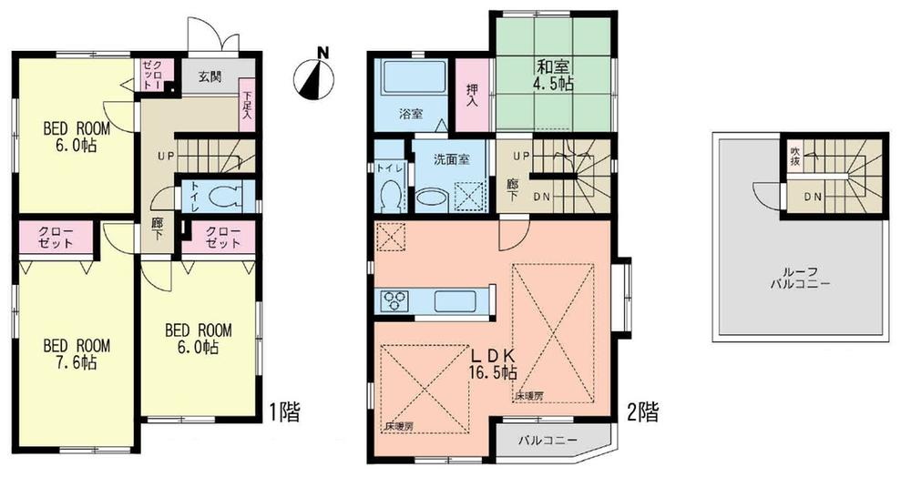 Floor plan. (Building 2), Price 59,800,000 yen, 4LDK, Land area 100.1 sq m , Building area 99.98 sq m