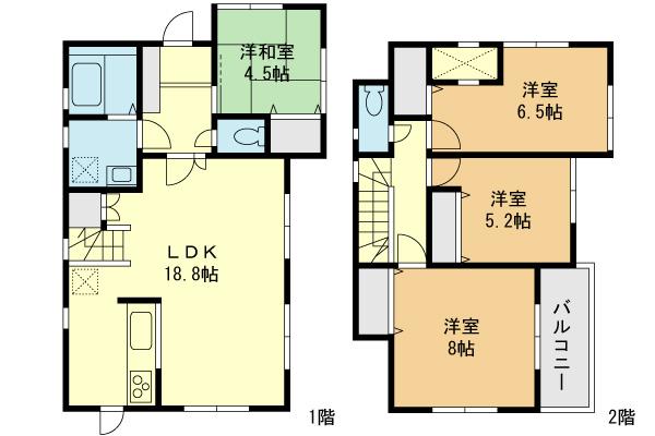Floor plan. 48 million yen, 4LDK, Land area 154.53 sq m , Building area 99.38 sq m floor plan