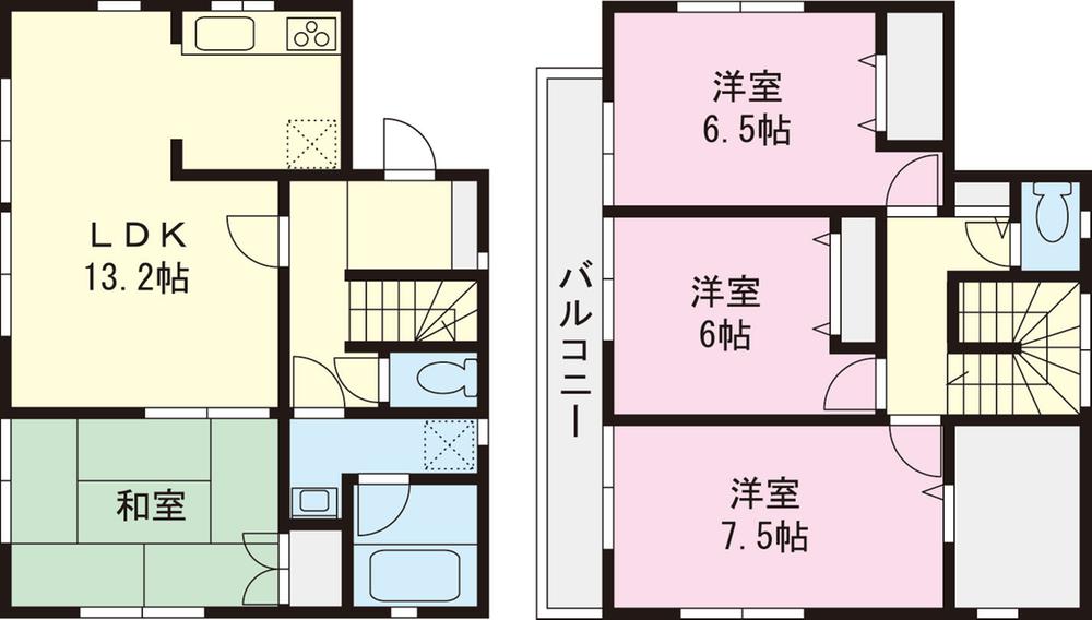 Floor plan. (1 Building), Price 37,800,000 yen, 4LDK, Land area 130.86 sq m , Building area 93.96 sq m