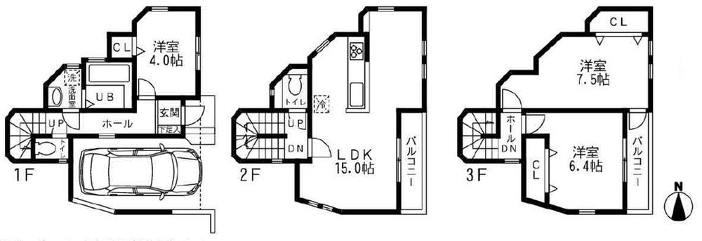 Floor plan. (C Building), Price 35,960,000 yen, 3LDK, Land area 54.51 sq m , Building area 96.05 sq m