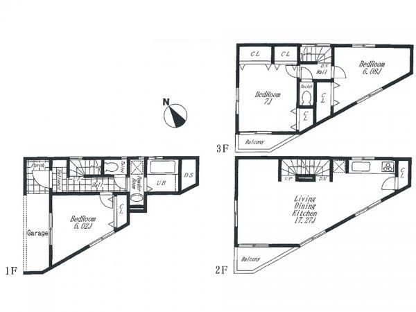 Floor plan. 28.8 million yen, 3LDK, Land area 63.69 sq m , It is a building area of ​​97.91 sq m floor plan. Popular living stairs ・ 17.27 is the Pledge of LDK