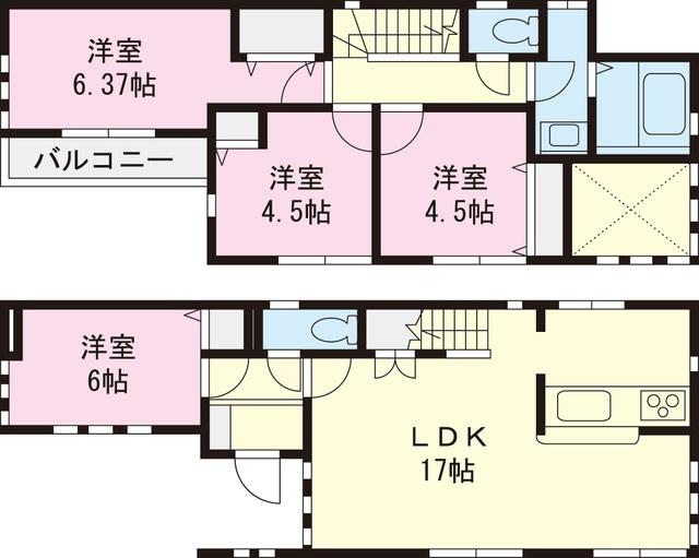 Floor plan. 47,958,000 yen, 4LDK, Land area 80.29 sq m , Building area 85.92 sq m