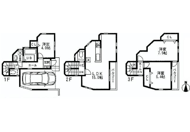 Floor plan. (C Building), Price 35,960,000 yen, 3LDK, Land area 54.51 sq m , Building area 96.05 sq m