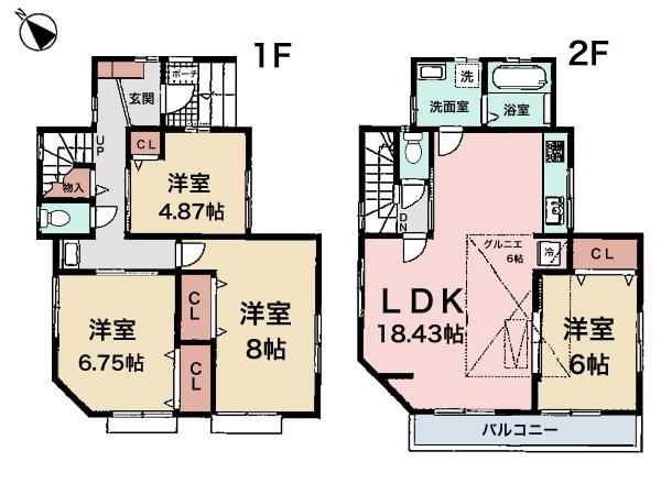Floor plan. (1 Building), Price 45,800,000 yen, 4LDK, Land area 100.82 sq m , Building area 100.32 sq m