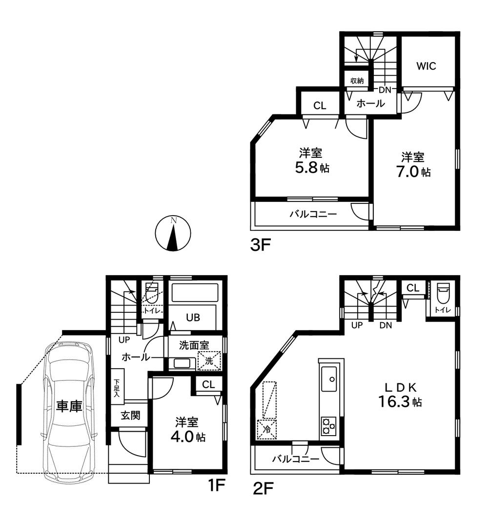 Floor plan. (A Building), Price 36,960,000 yen, 3LDK, Land area 64.5 sq m , Building area 95.12 sq m