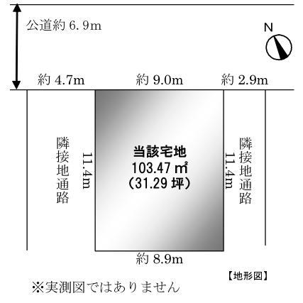 Compartment figure. Land price 41,500,000 yen, East and west of the land area 103.47 sq m site is adjacent land passage, There is a feeling of opening.