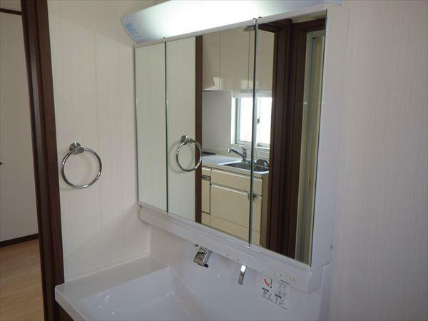 Wash basin, toilet. Bathroom vanity