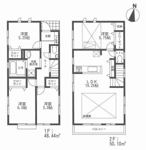 Floor plan. 47,900,000 yen, 4LDK, Land area 100.52 sq m , Building area 98.54 sq m