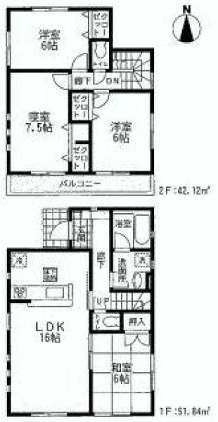 Floor plan. (3 Building), Price 39,800,000 yen, 4LDK, Land area 137.48 sq m , Building area 93.96 sq m