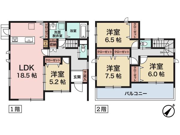 Floor plan. 45,800,000 yen, 4LDK, Land area 177.08 sq m , Now an easy-to-use Mato considering the building area 108.48 sq m conductor. You views of the landmark from the second floor.
