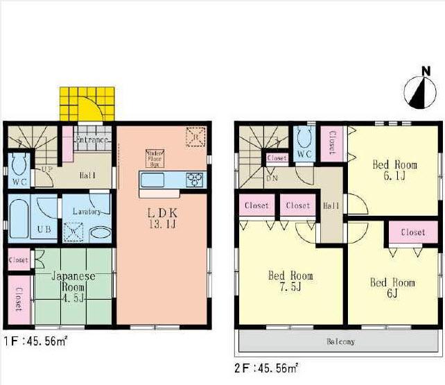 Floor plan. 32,800,000 yen, 4LDK, Land area 133.14 sq m , Building area 91.12 sq m total living room with storage 4LDK