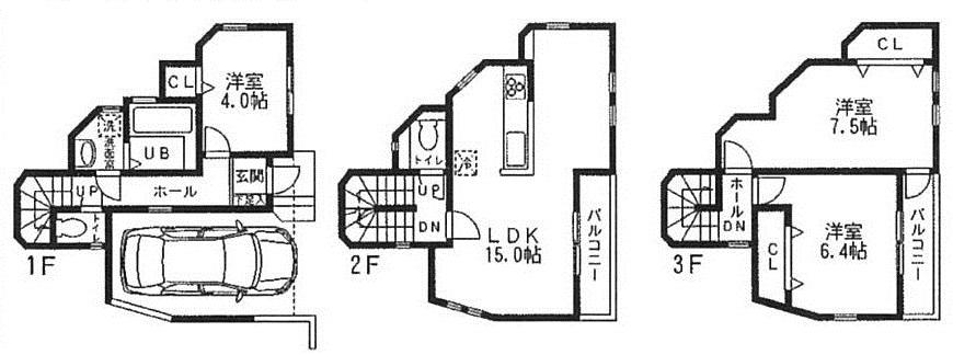 Floor plan. (C Building), Price 35,960,000 yen, 3LDK, Land area 54.51 sq m , Building area 96.05 sq m