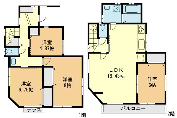 Floor plan. (1 Building), Price 45,800,000 yen, 4LDK, Land area 100.82 sq m , Building area 100.32 sq m