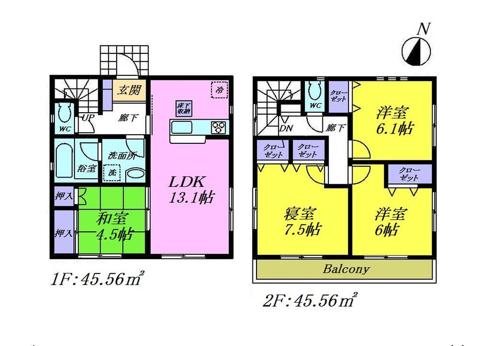 Floor plan. 32,800,000 yen, 4LDK, Land area 133.14 sq m , It is a building area of 91.12 sq m floor plan of 4LDK with all the living room storage.