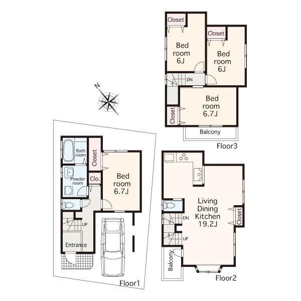 Floor plan. 50,800,000 yen, 4LDK, Land area 69.08 sq m , Building area 115.41 sq m