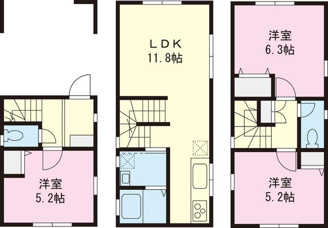 Floor plan. 31,800,000 yen, 3LDK, Land area 45.22 sq m , Building area 71.09 sq m