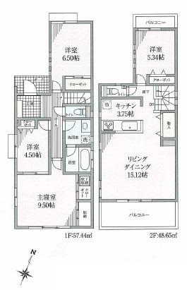 Floor plan. 66,800,000 yen, 4LDK, Land area 122.85 sq m , Building area 106.09 sq m