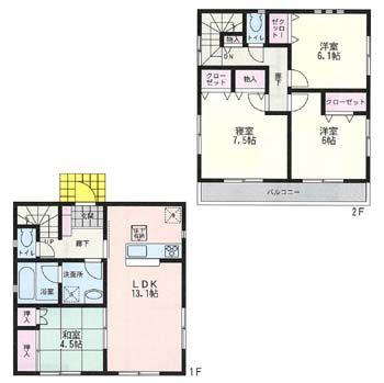 Floor plan. 32,800,000 yen, 4LDK, Land area 133.14 sq m , Building area 91.12 sq m