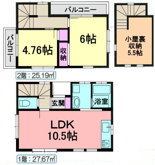 Floor plan. 27,958,000 yen, 2LDK + S (storeroom), Land area 66.15 sq m , Building area 52.86 sq m