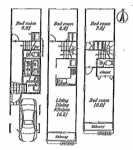 Floor plan. (A Building), Price 39,800,000 yen, 4LDK, Land area 68.15 sq m , Building area 121.95 sq m