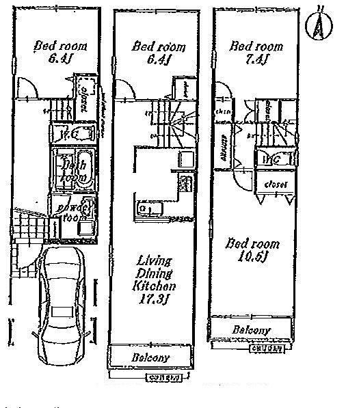 Floor plan. (C Building), Price 41,800,000 yen, 4LDK, Land area 71.85 sq m , Building area 128.05 sq m