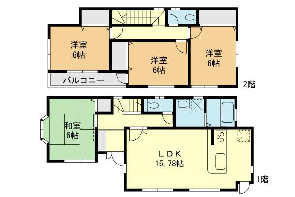 Floor plan. (A Building), Price 41,800,000 yen, 4LDK, Land area 113.4 sq m , Building area 97.29 sq m