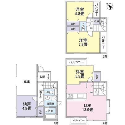 Floor plan. 3LDK + closet type