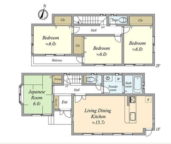 Floor plan. 41,800,000 yen, 4LDK, Land area 113.4 sq m , Building area 97.29 sq m