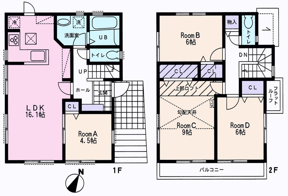 Floor plan. (B Building), Price 47,800,000 yen, 4LDK, Land area 128.97 sq m , Building area 98.54 sq m