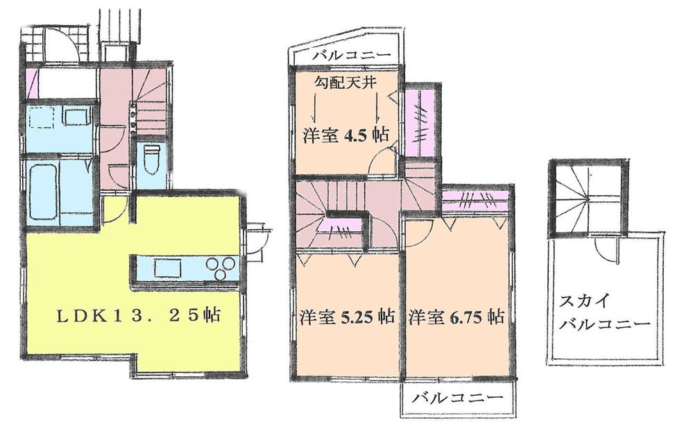 Floor plan. 32,800,000 yen, 3LDK, Land area 75.39 sq m , Building area 74.78 sq m