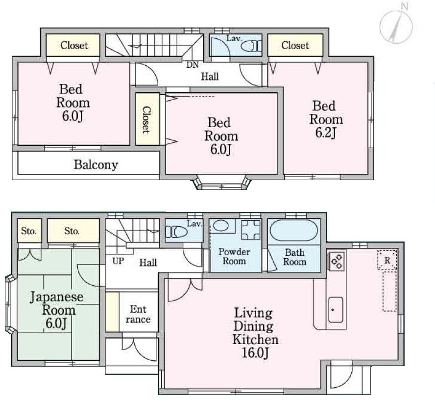 Floor plan. (B Building), Price 40,800,000 yen, 4LDK, Land area 113.27 sq m , Building area 98.12 sq m