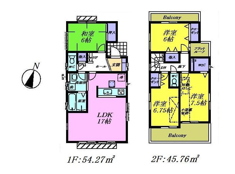Floor plan. 45,800,000 yen, 4LDK, Land area 167.52 sq m , It is LDK17 Pledge and 6 Pledge or more of floor plan with all the living room storage of building area 100.03 sq m face-to-face kitchen. The main bedroom is located 7.5 Pledge with a walk-in closet.