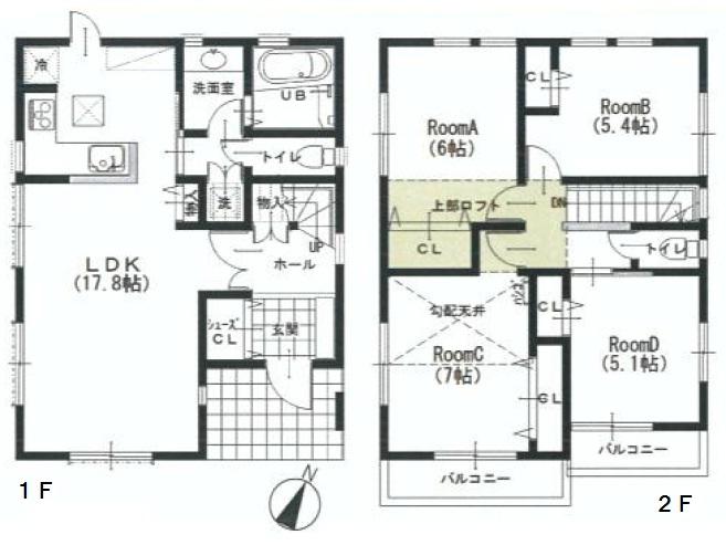 Floor plan. 47,800,000 yen, 4LDK, Land area 126.52 sq m , Building area 97.8 sq m