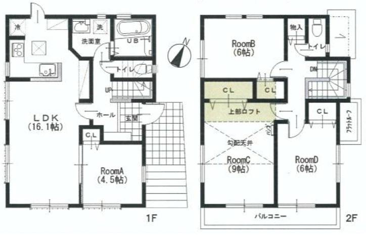 Floor plan. 47,800,000 yen, 4LDK, Land area 128.97 sq m , Building area 98.54 sq m