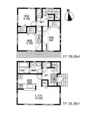 Floor plan. 32,800,000 yen, 3LDK, Land area 98.79 sq m , Building area 78.57 sq m
