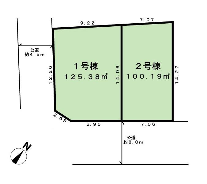 The entire compartment Figure. Southeast ・ All two buildings newly built House for the southwest corner lot.
