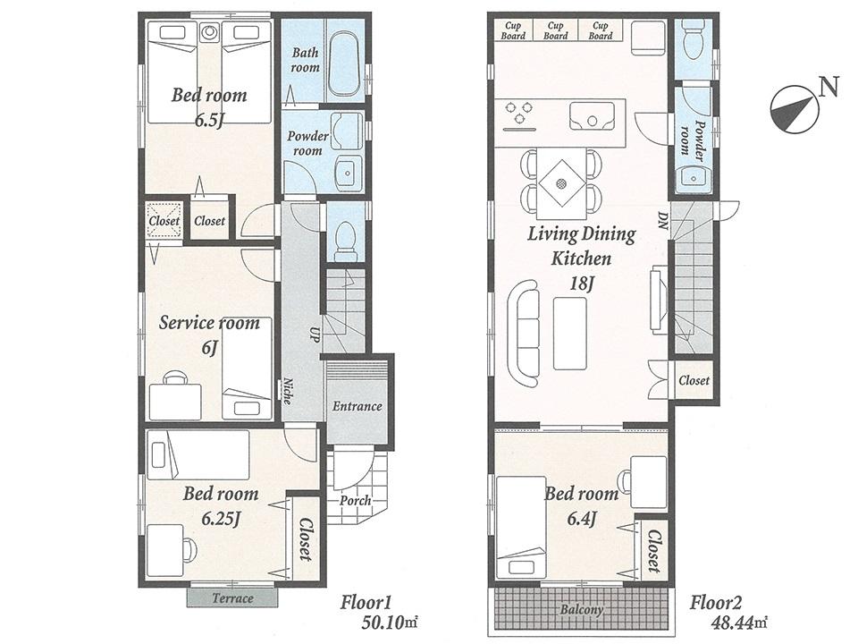 Floor plan. (8 Building), Price 30,600,000 yen, 3LDK+S, Land area 125.64 sq m , Building area 98.54 sq m
