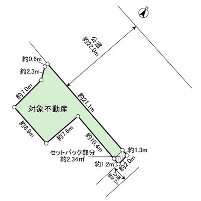 Compartment figure. It is facing the public road on the north side about 22m.