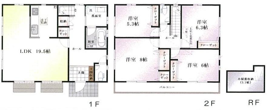 Floor plan. (Building 2), Price 55,800,000 yen, 4LDK, Land area 111.73 sq m , Building area 110.12 sq m